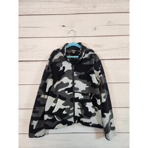 Eddie Bauer Kids Boys Black Gray Camouflage Full Zip Long Sleeve Jacket Sz Small